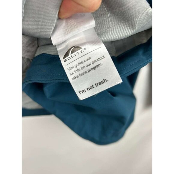 GoLite Men's Size Large Polartec Jacket Blue/Gray Full Zip Windbreaker Hooded - Picture 7 of 16